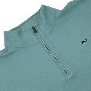 Vineyard Vines Saltwater Pullover Mens XXL Light Blue Quarter Zip Whale Logo